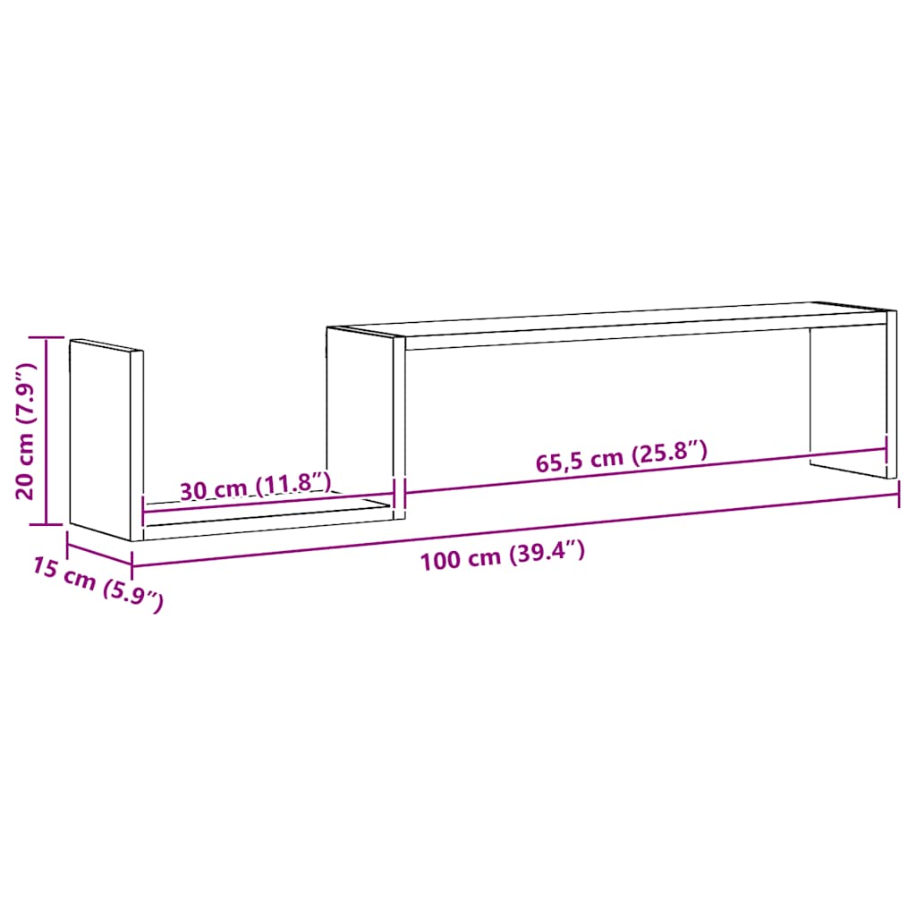 vidaXL Ραφιέρες Τοίχου 2 τεμ. Λευκό 100 x 15 x 20 εκ. Επεξ. Ξύλο