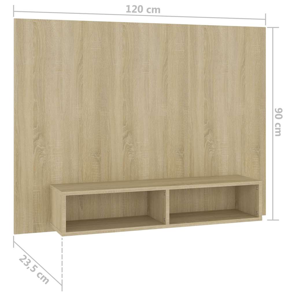 vidaXL Έπιπλο Τηλεόρασης Τοίχου Sonoma Δρυς 120x23,5x90εκ. Μοριοσανίδα