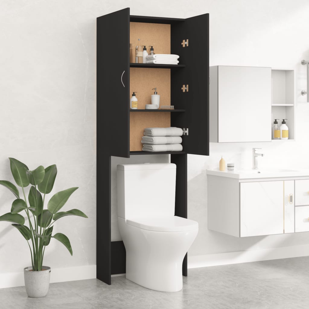 vidaXL Ντουλάπι Πλυντηρίου Μαύρο 64 x 25,5 x 190 εκ.