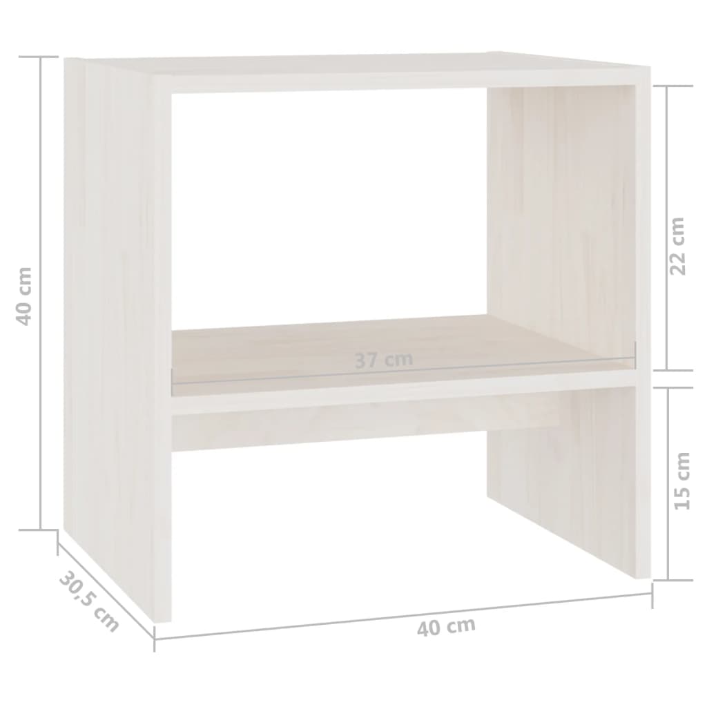 vidaXL Κομοδίνο Λευκό 40 x 30,5 x 40 εκ. από Μασίφ Ξύλο Πεύκου