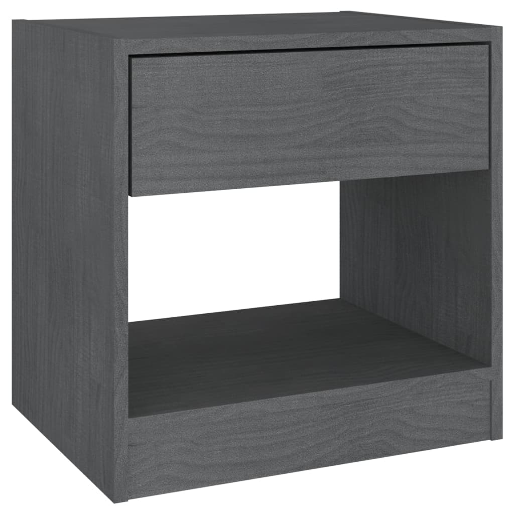 vidaXL Κομοδίνα 2 τεμ. Γκρι 40 x 31 x 40 εκ. από Μασίφ Ξύλο Πεύκου