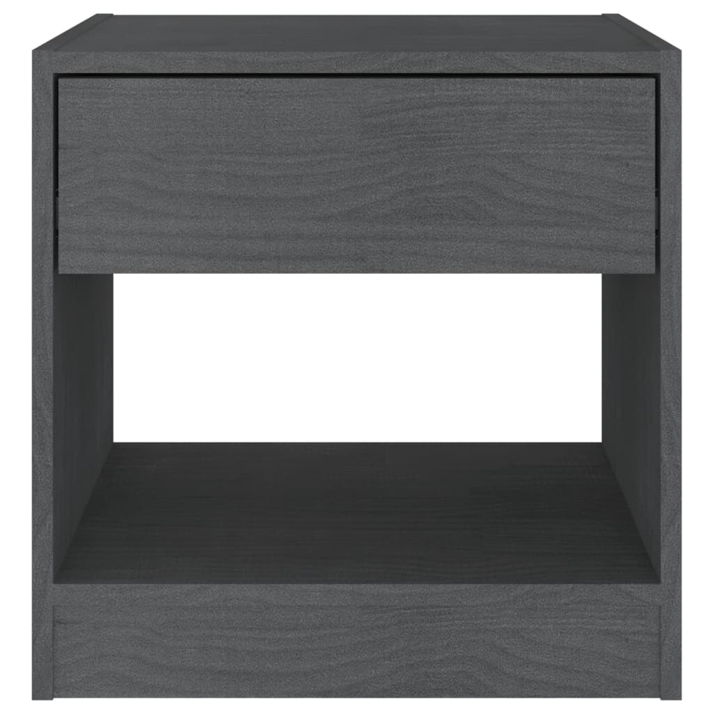 vidaXL Κομοδίνα 2 τεμ. Γκρι 40 x 31 x 40 εκ. από Μασίφ Ξύλο Πεύκου