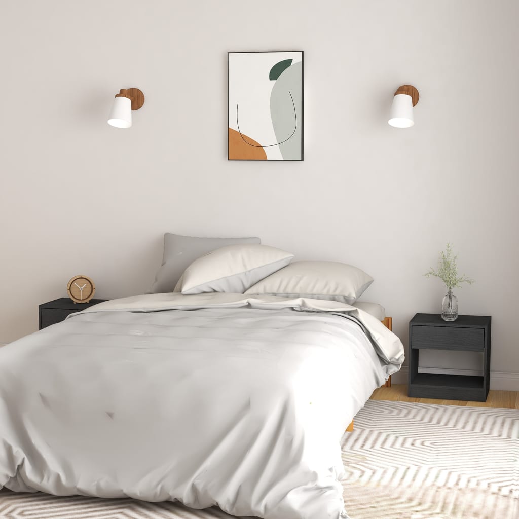vidaXL Κομοδίνα 2 τεμ. Γκρι 40 x 31 x 40 εκ. από Μασίφ Ξύλο Πεύκου