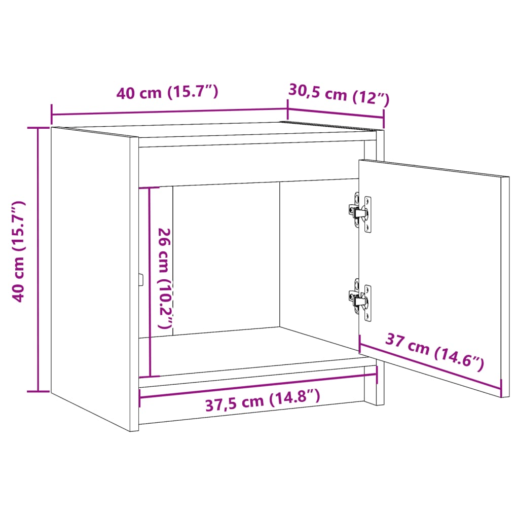 vidaXL Κομοδίνο 40 x 30,5 x 40 εκ. από Μασίφ Ξύλο Πεύκου