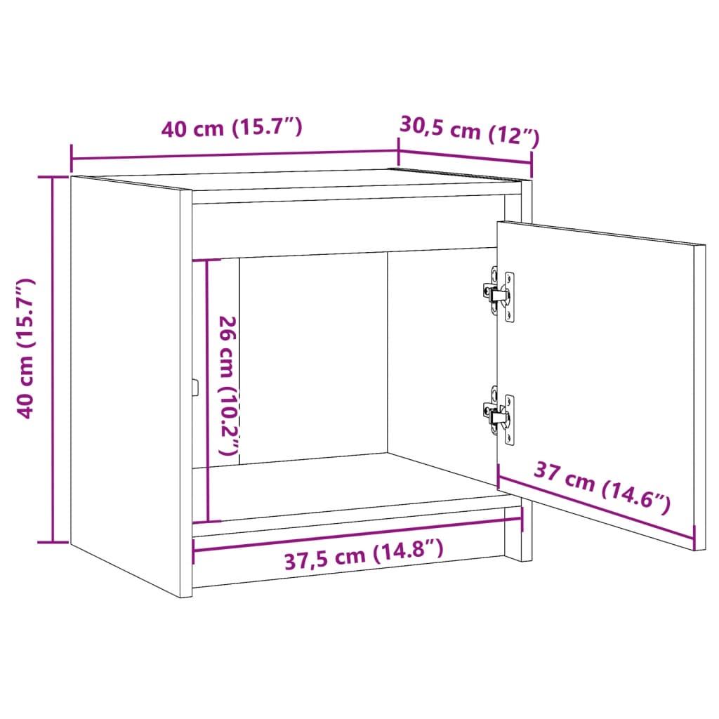 vidaXL Κομοδίνα 2 τεμ. Καφέ Μελί 40x30,5x40 εκ. από Μασίφ Ξύλο Πεύκου