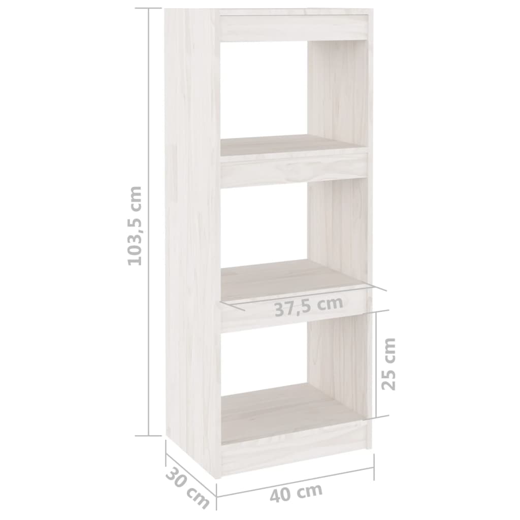 vidaXL Βιβλιοθήκη/Διαχωριστικό Χώρου Λευκό 40x30x103,5 εκ. Ξύλο Πεύκου