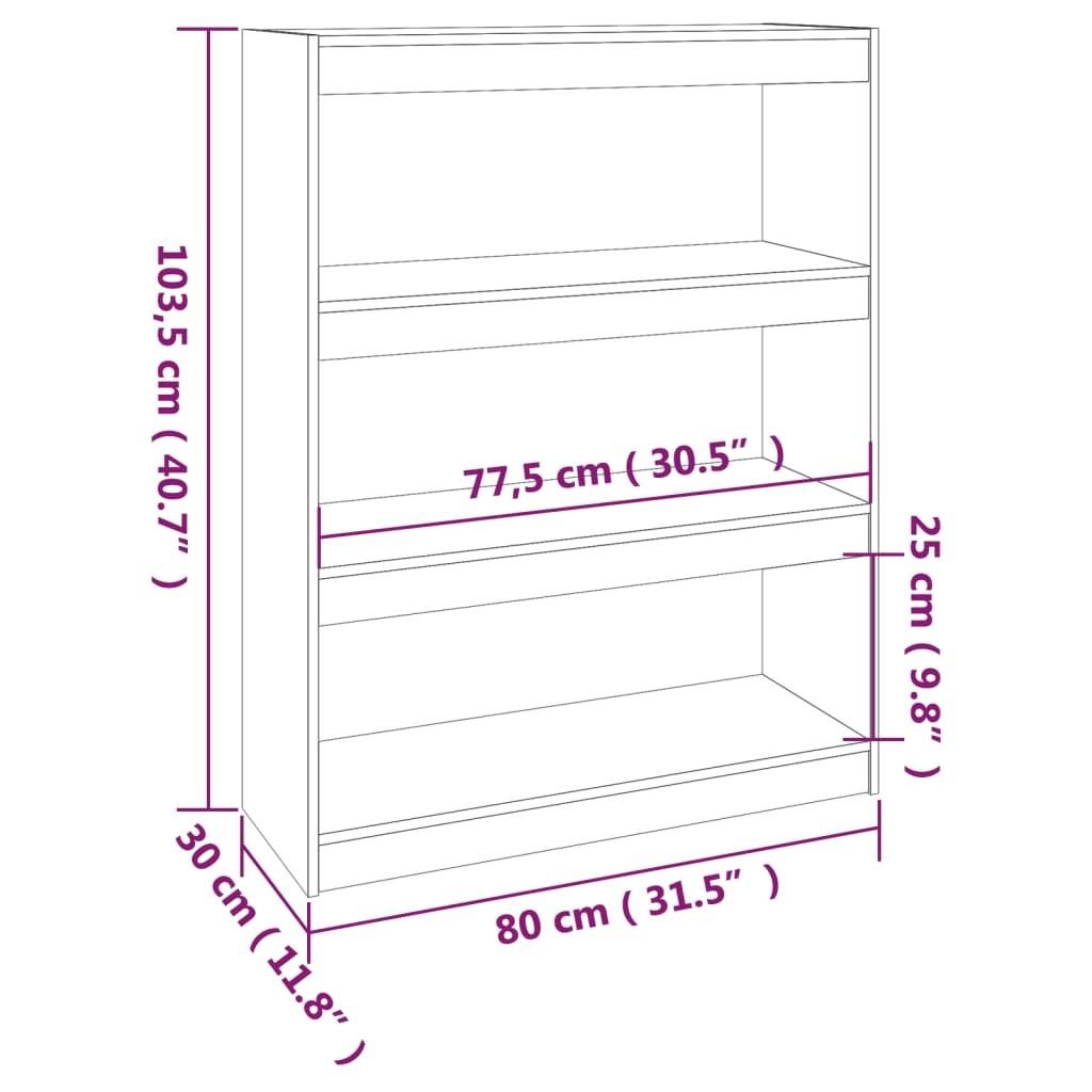vidaXL Βιβλιοθήκη/Διαχωριστικό Χώρου 80x30x103,5 εκ. Μασίφ Ξύλο Πεύκου