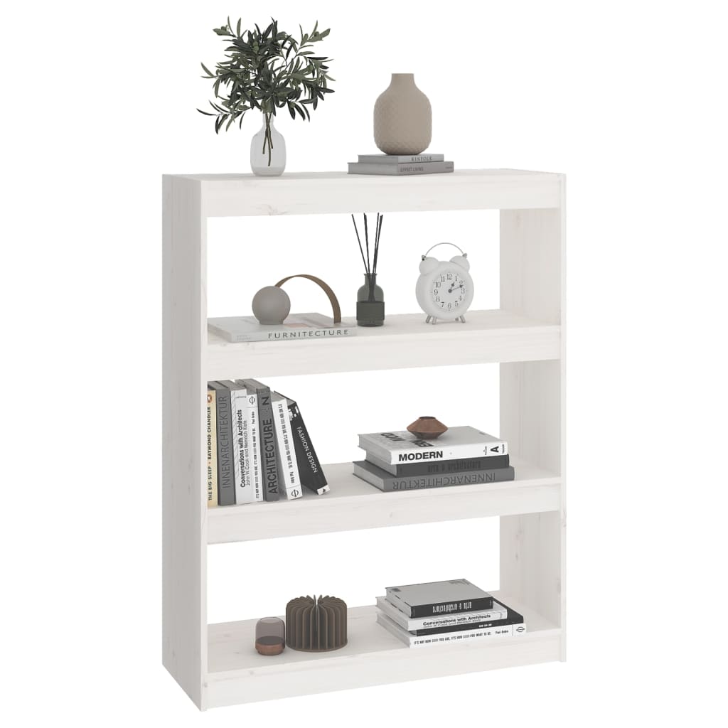 vidaXL Βιβλιοθήκη/Διαχωριστικό Χώρου Λευκή 80x30x103,5 εκ. Μασίφ Πεύκο