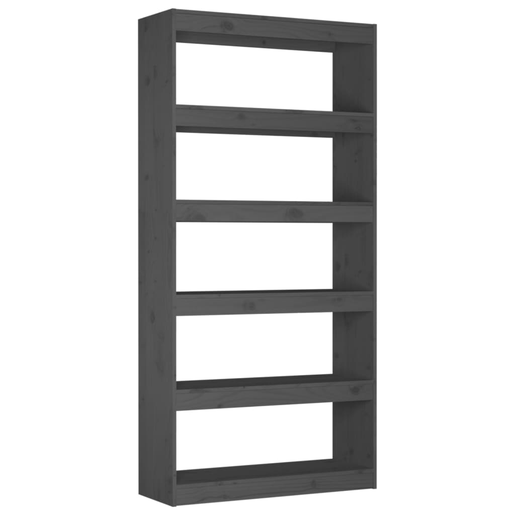 vidaXL Βιβλιοθήκη/Διαχωριστικό Χώρου Γκρι 80x30x167,4 εκ. Μασίφ Πεύκο