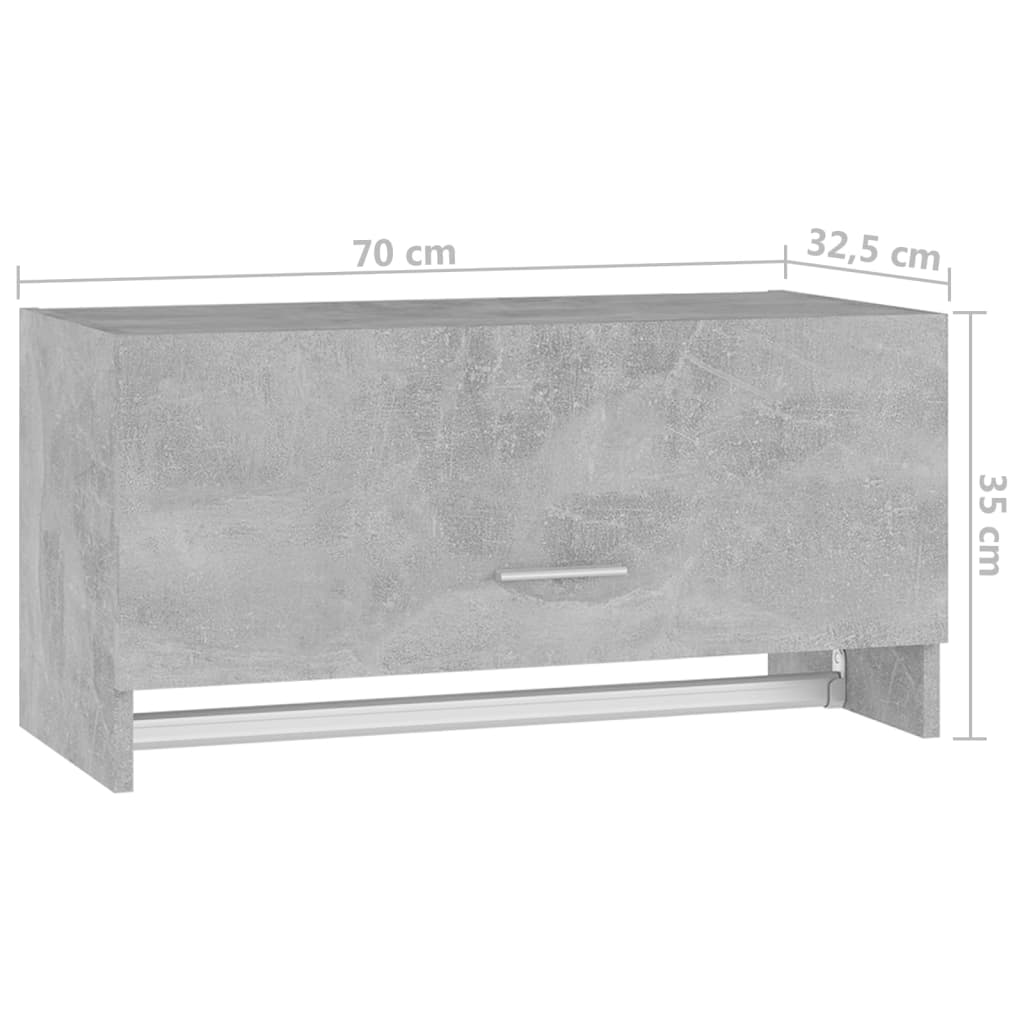 vidaXL Ντουλάπα Γκρι Σκυροδέματος 70 x 32,5 x 35 εκ. από Επεξ. Ξύλο