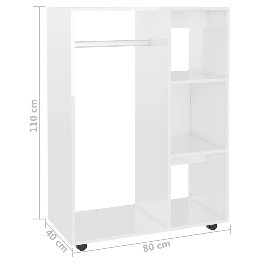 vidaXL Ντουλάπα Γυαλιστερό Λευκό 80 x 40 x 110 εκ. από Επεξ. Ξύλο
