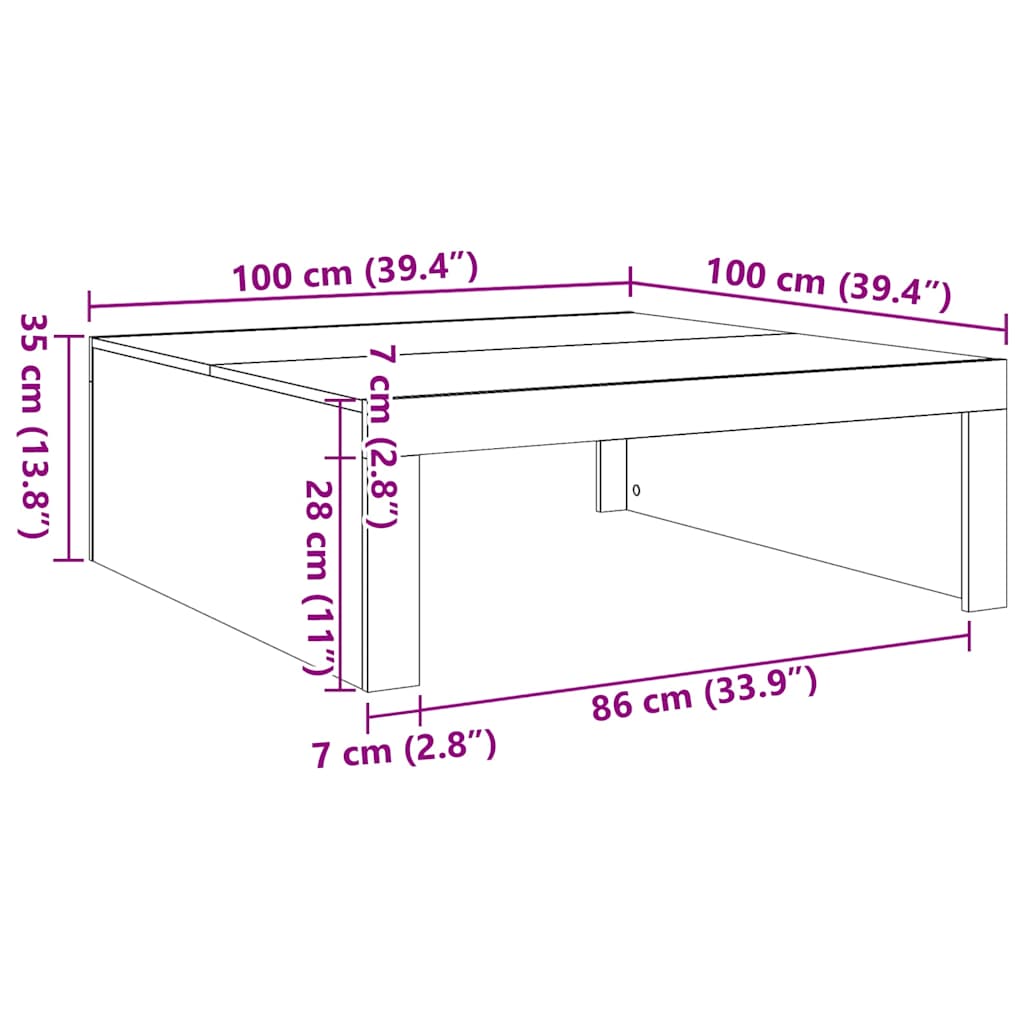 vidaXL Τραπεζάκι Σαλονιού Λευκό 100x100x35 εκ. Επεξ. Ξύλο