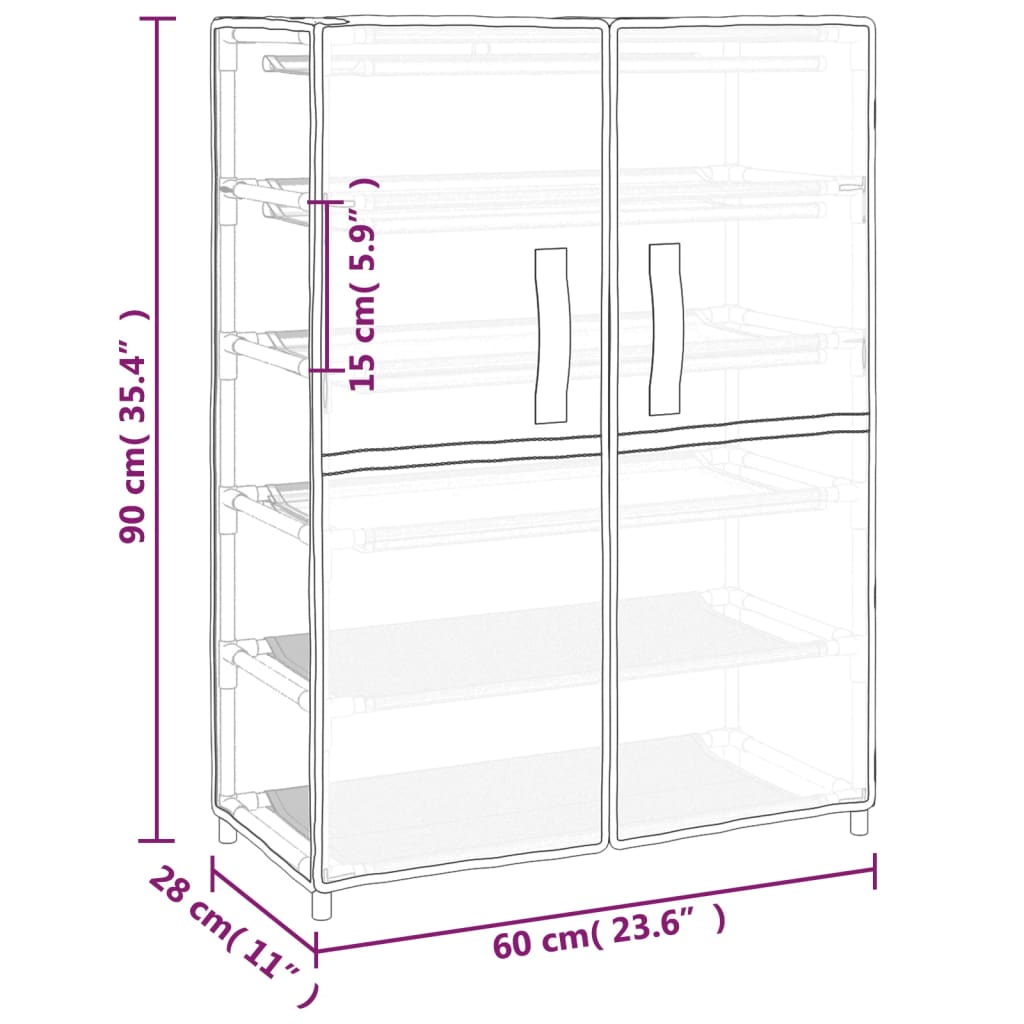 vidaXL Ντουλάπα Παπουτσιών Γκρι 60 x 28 x 90 εκ. Υφασμάτινη