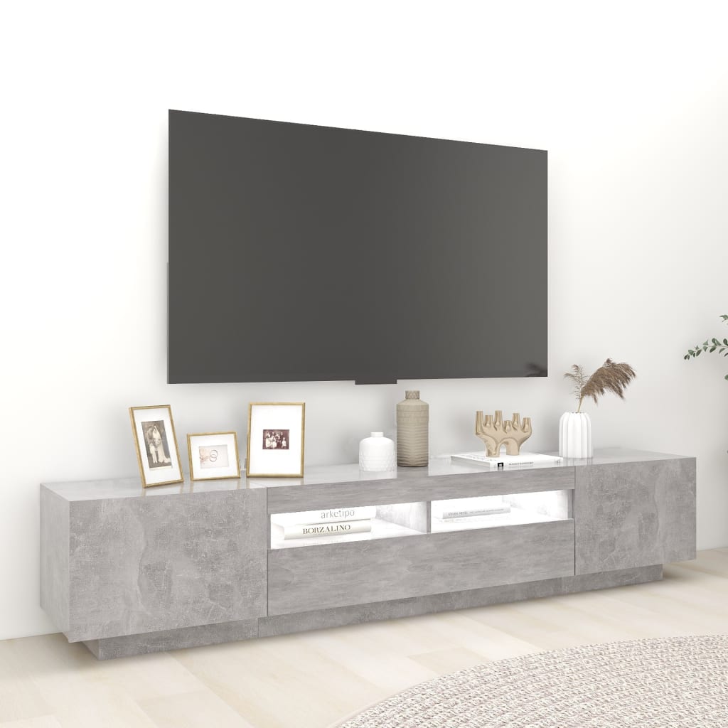 vidaXL Έπιπλο Τηλεόρασης με LED Γκρι Σκυροδέματος 200 x 35 x 40 εκ.