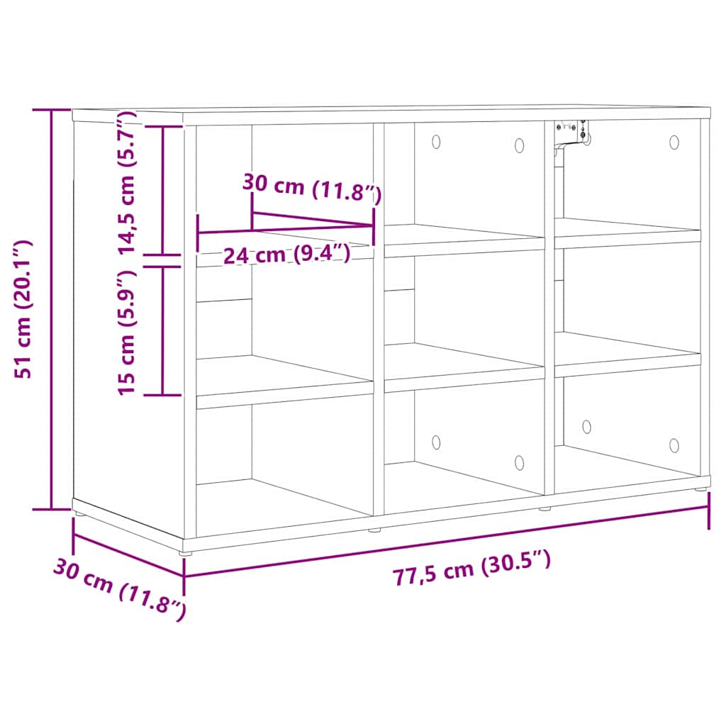 vidaXL Ντουλάπα Παπουτσιών Λευκό 77,5 x 30 x 51 εκ. Επεξεργασμένο ξύλο