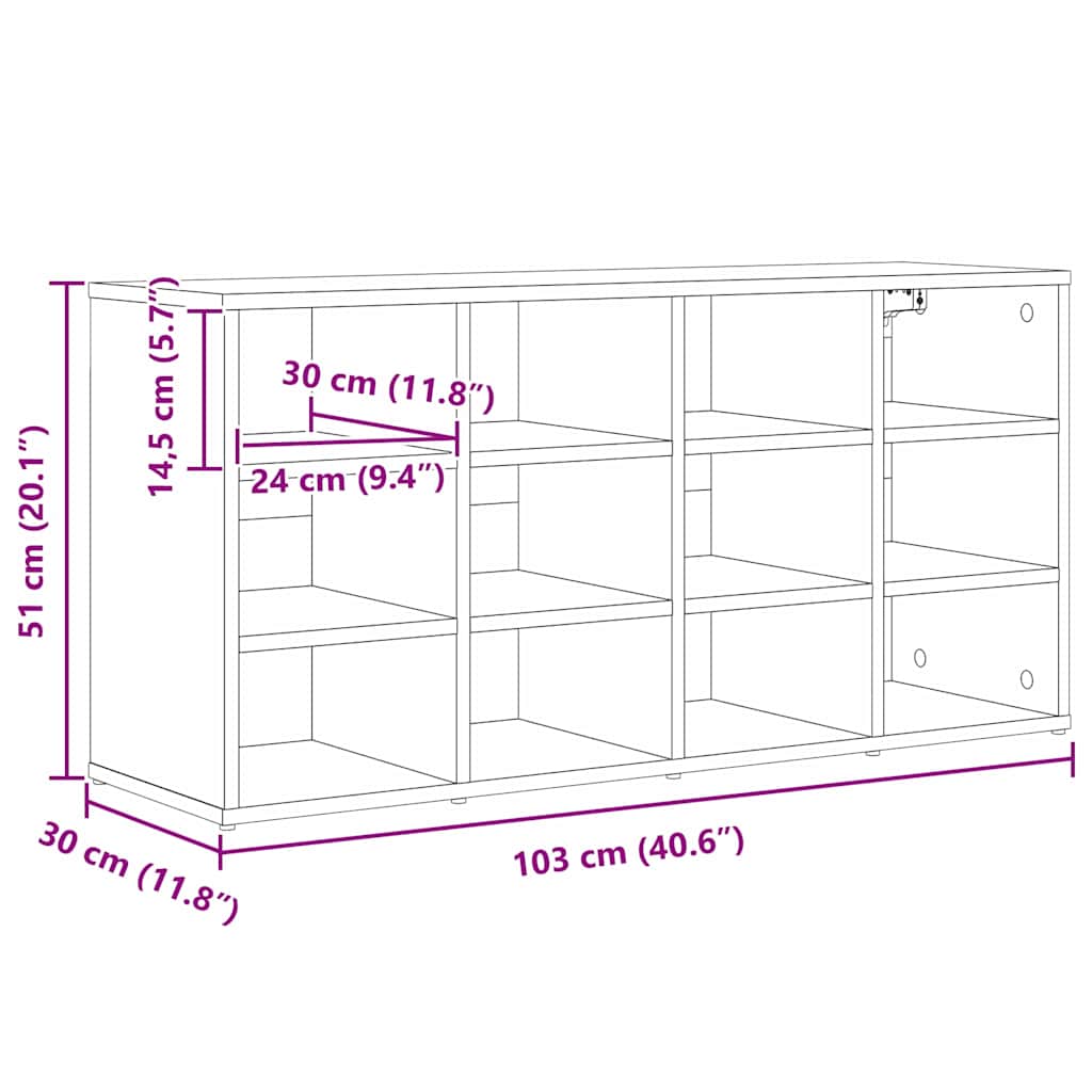 vidaXL Ντουλάπα Παπουτσιών Λευκό 103 x 30 x 51 εκ. Επεξεργασμένο ξύλο