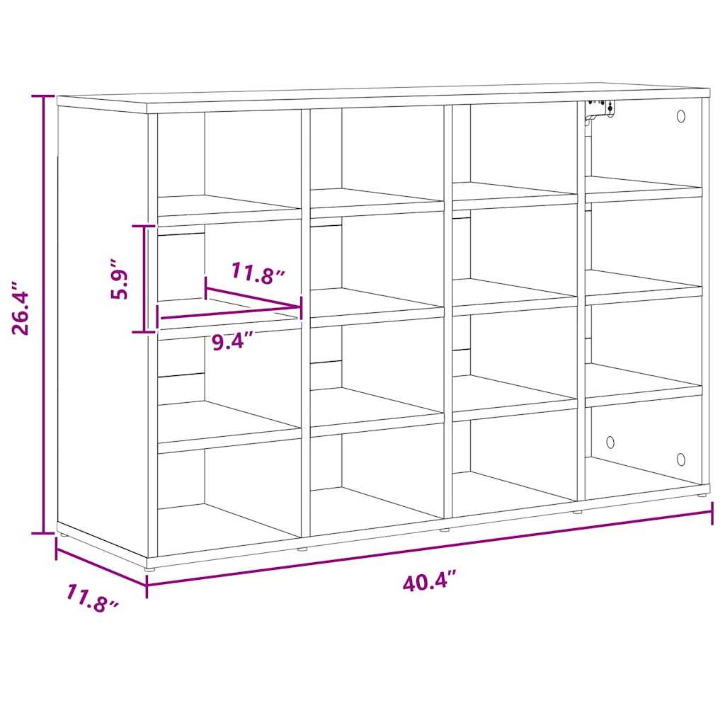 vidaXL Παπουτσοθήκη Sonoma Δρυς 103 x 30 x 67 εκ. Επεξεργασμένο ξύλο