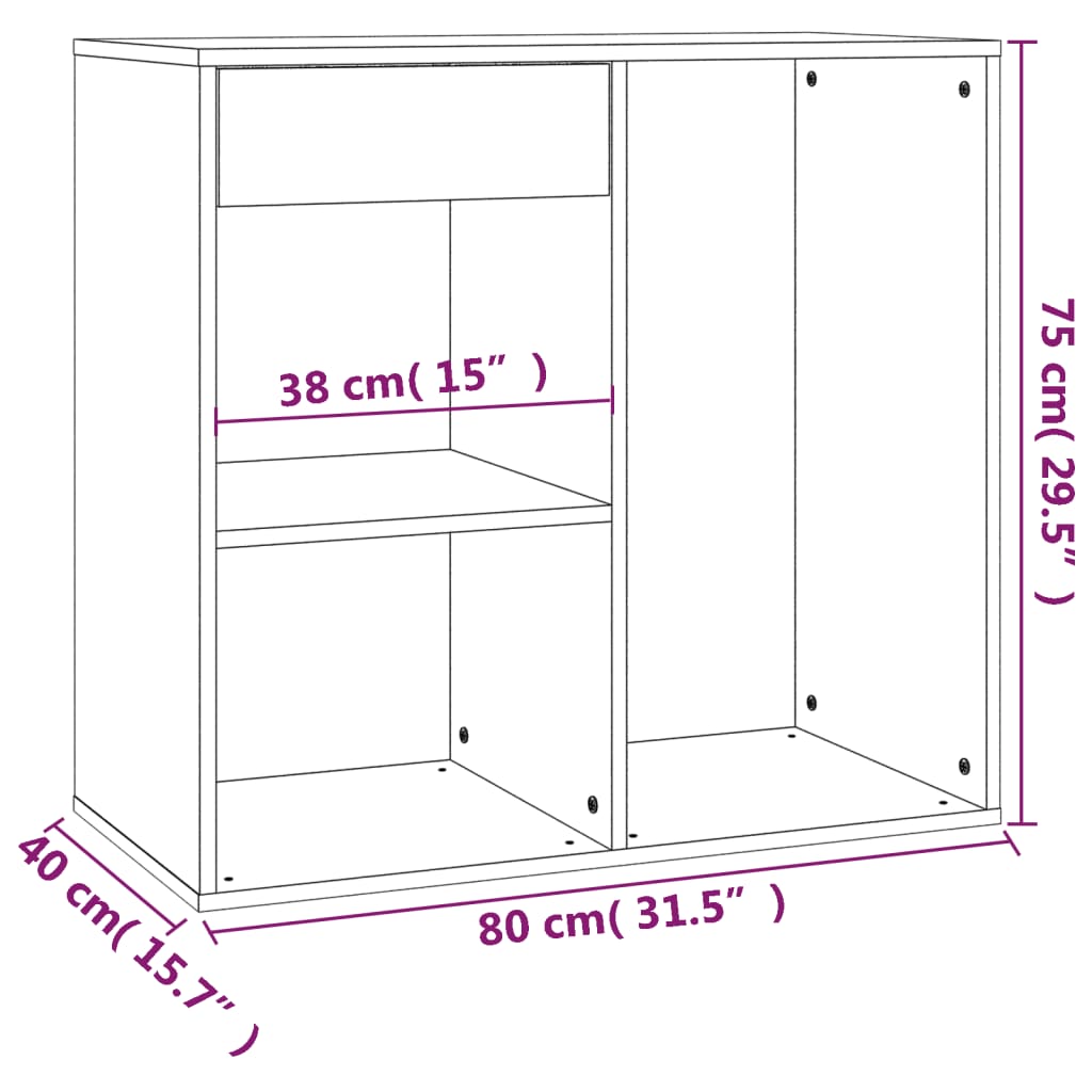 808840 vidaXL Ντουλάπι Καλλυντικών Γκρι Σκυροδ. 80x40x75 εκ Επεξ. Ξύλο