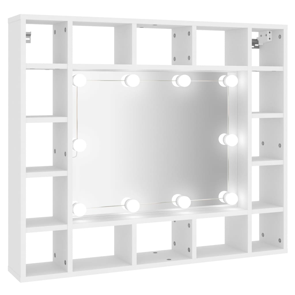 vidaXL Έπιπλο Καθρέπτη με LED Λευκό 91 x 15 x 76,5 εκ.