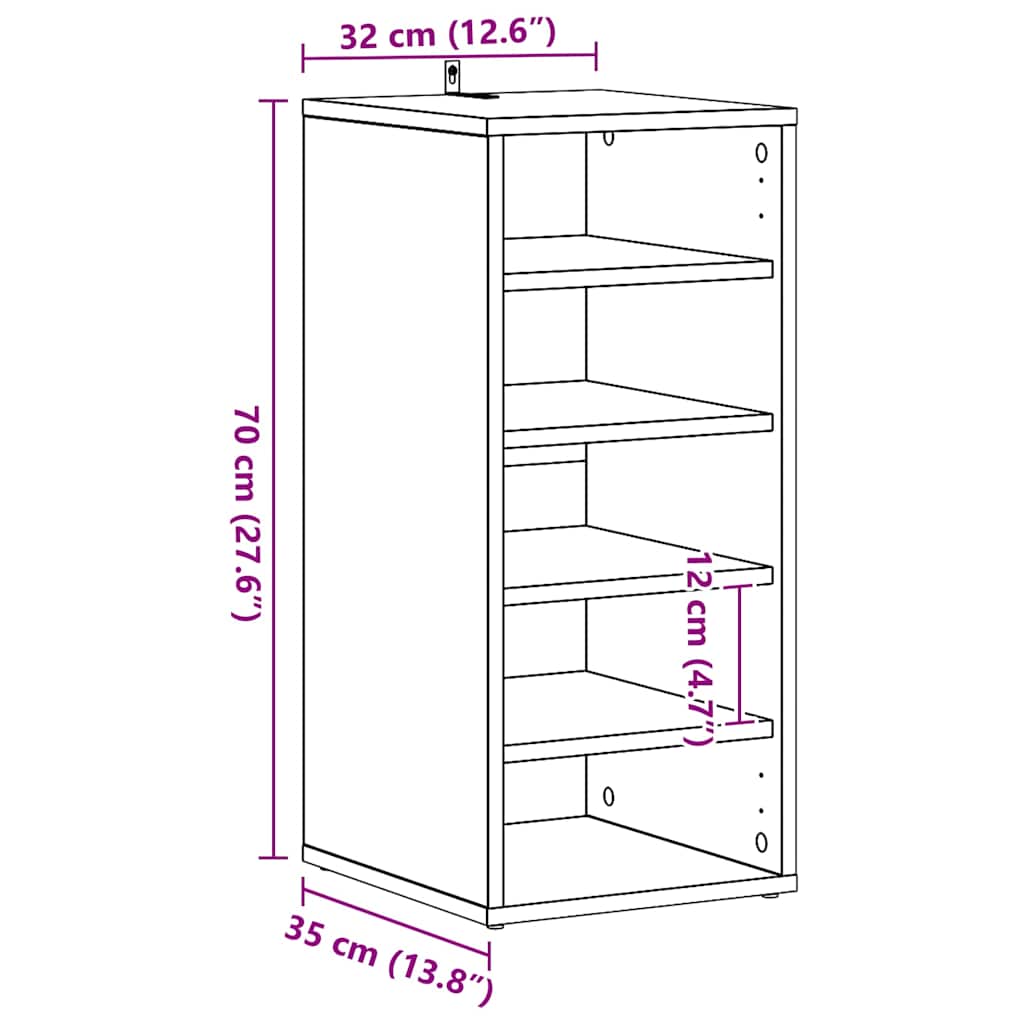 vidaXL Παπουτσοθήκη Sonoma Δρυς 31,5 x 35 x 70 εκ. από Επεξ. Ξύλο