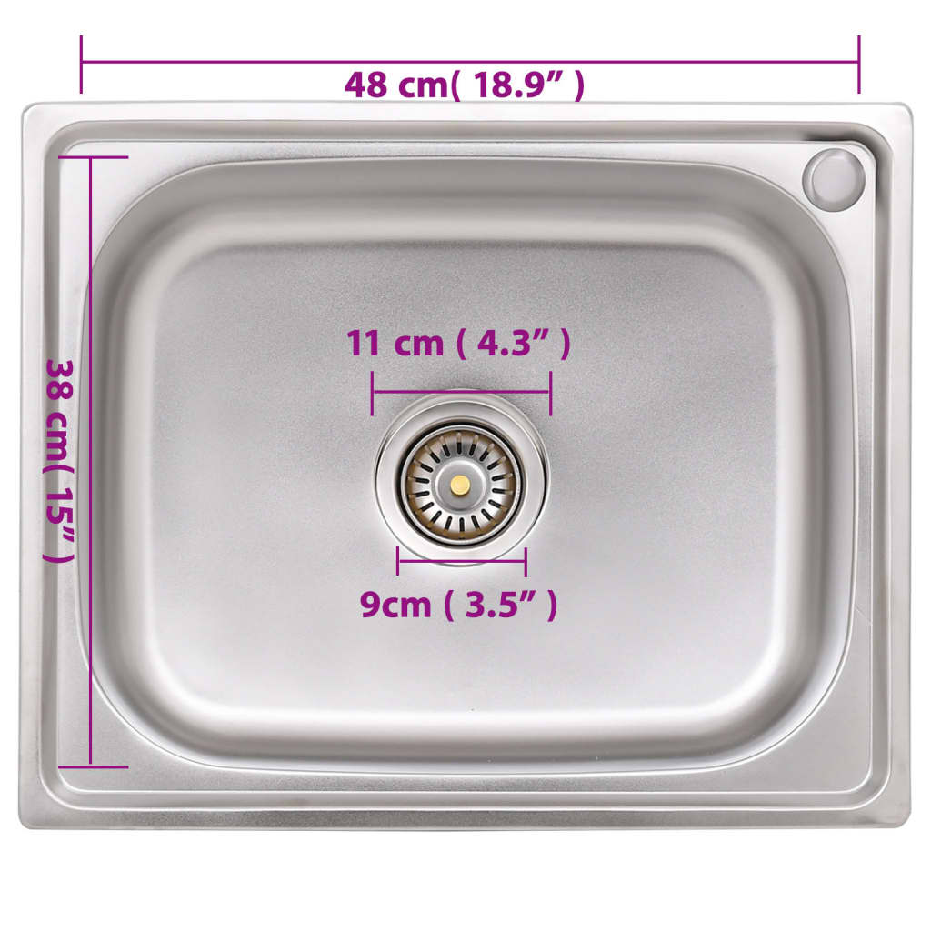 vidaXL Νεροχύτης Εξωτερ. Χώρου με Μονή Γούρνα από Ανοξείδωτο Ατσάλι