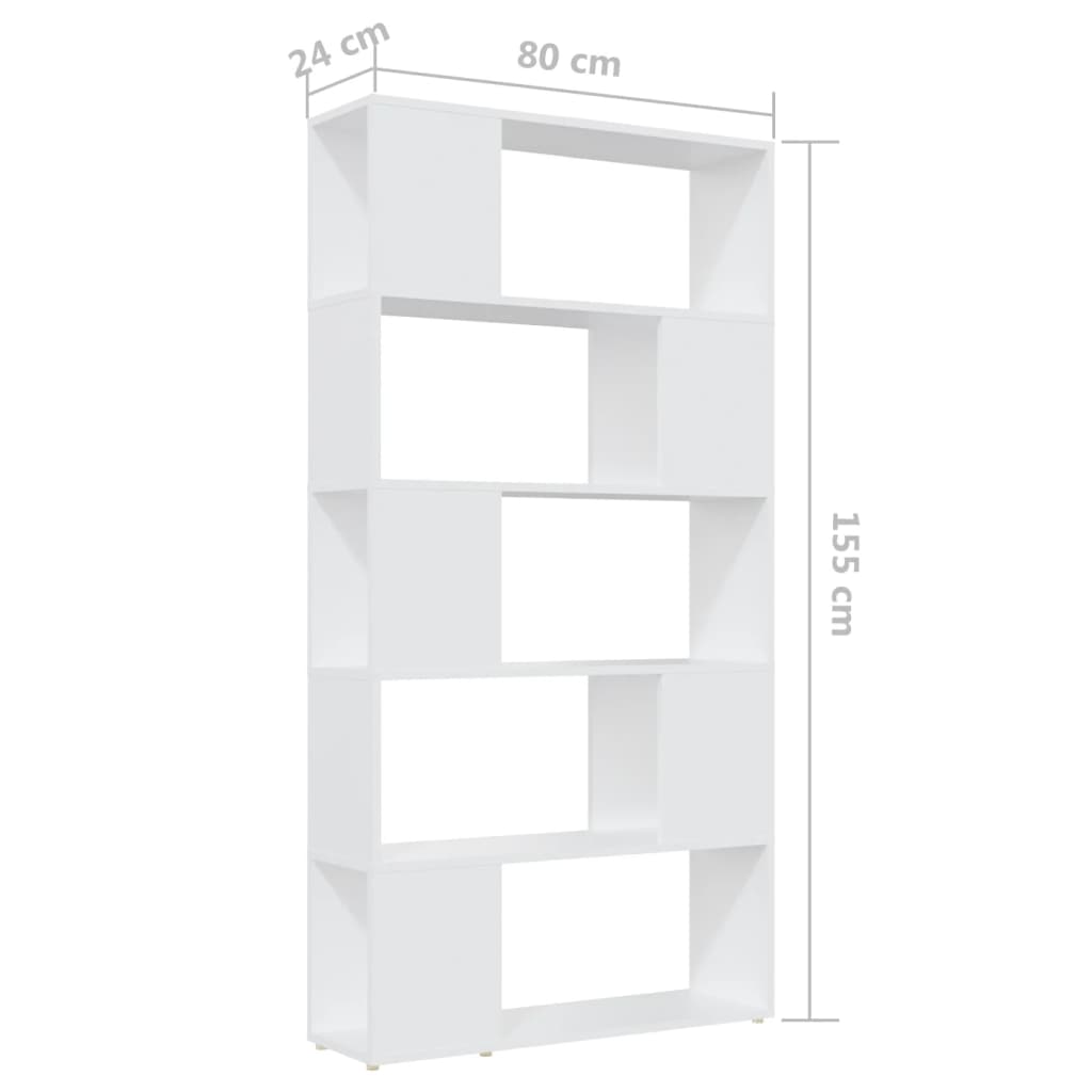 vidaXL Βιβλιοθήκη/Διαχωριστικό Χώρου Λευκό 80x24x155 εκ. Μοριοσανίδα