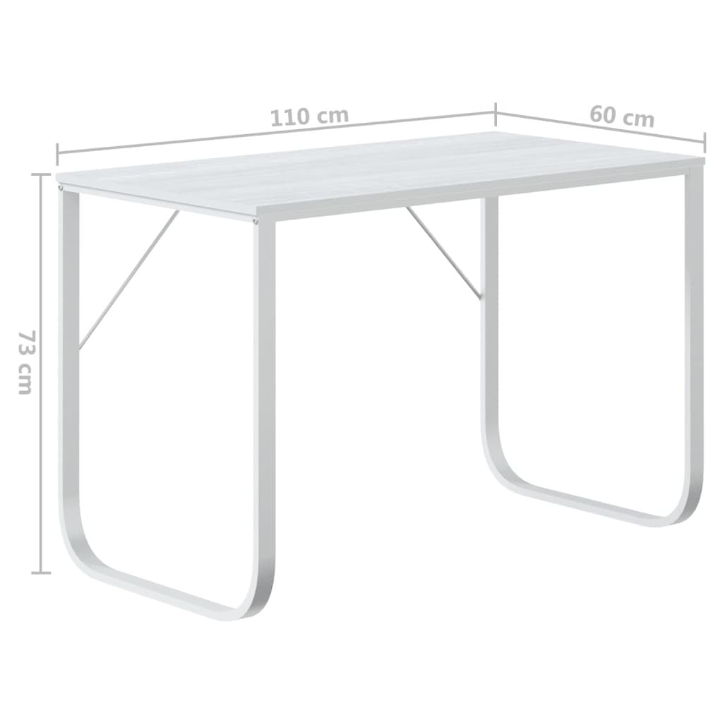 vidaXL Γραφείο Υπολογιστή Λευκό 110 x 60 x 73 εκ. από Μοριοσανίδα