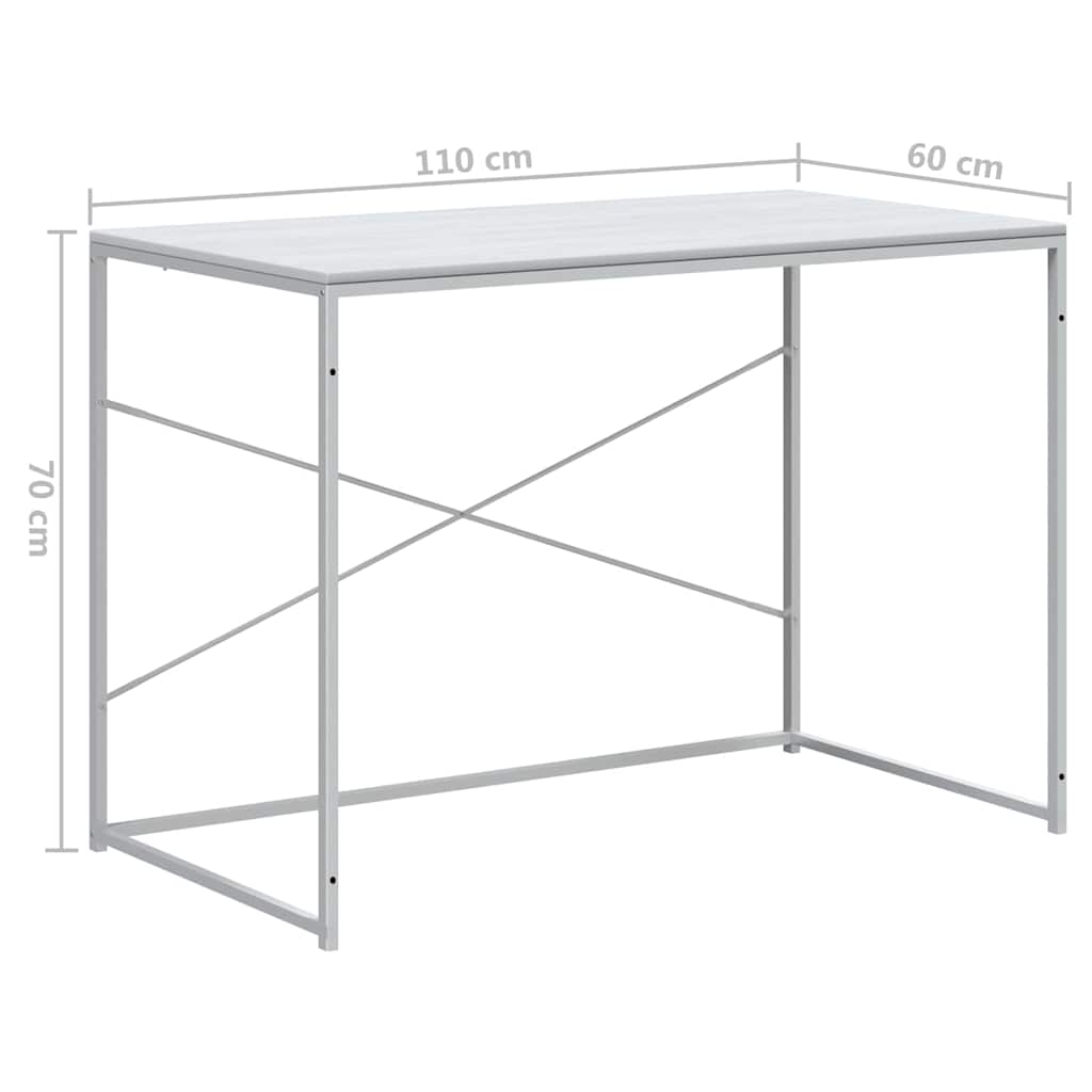 vidaXL Γραφείο Υπολογιστή Λευκό 110 x 60 x 70 εκ. από Επεξ. Ξύλο