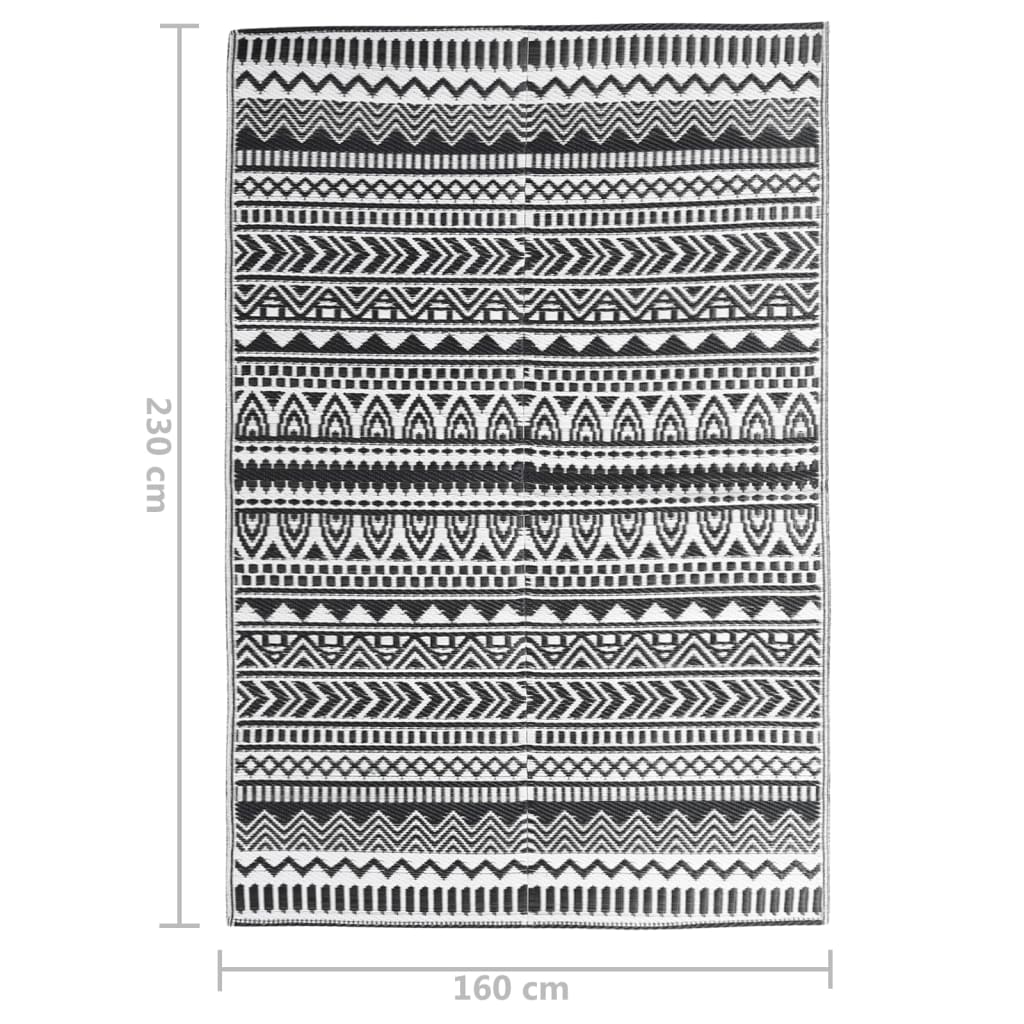 vidaXL Χαλί εξωτερικού χώρου ARAKIL Μαύρο 160x230 cm PP