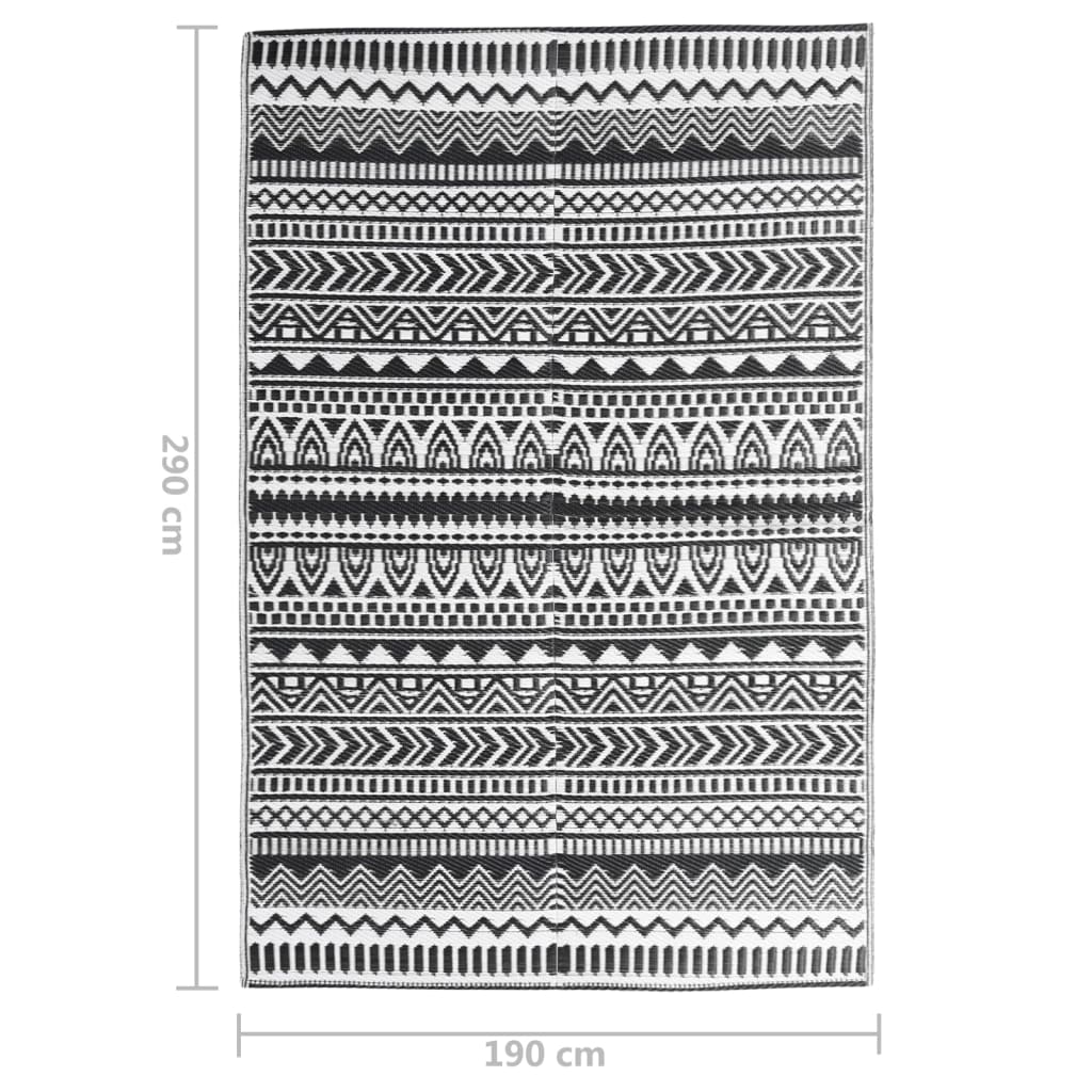 vidaXL Χαλί εξωτερικού χώρου ARAKIL Μαύρο 190x290 cm PP