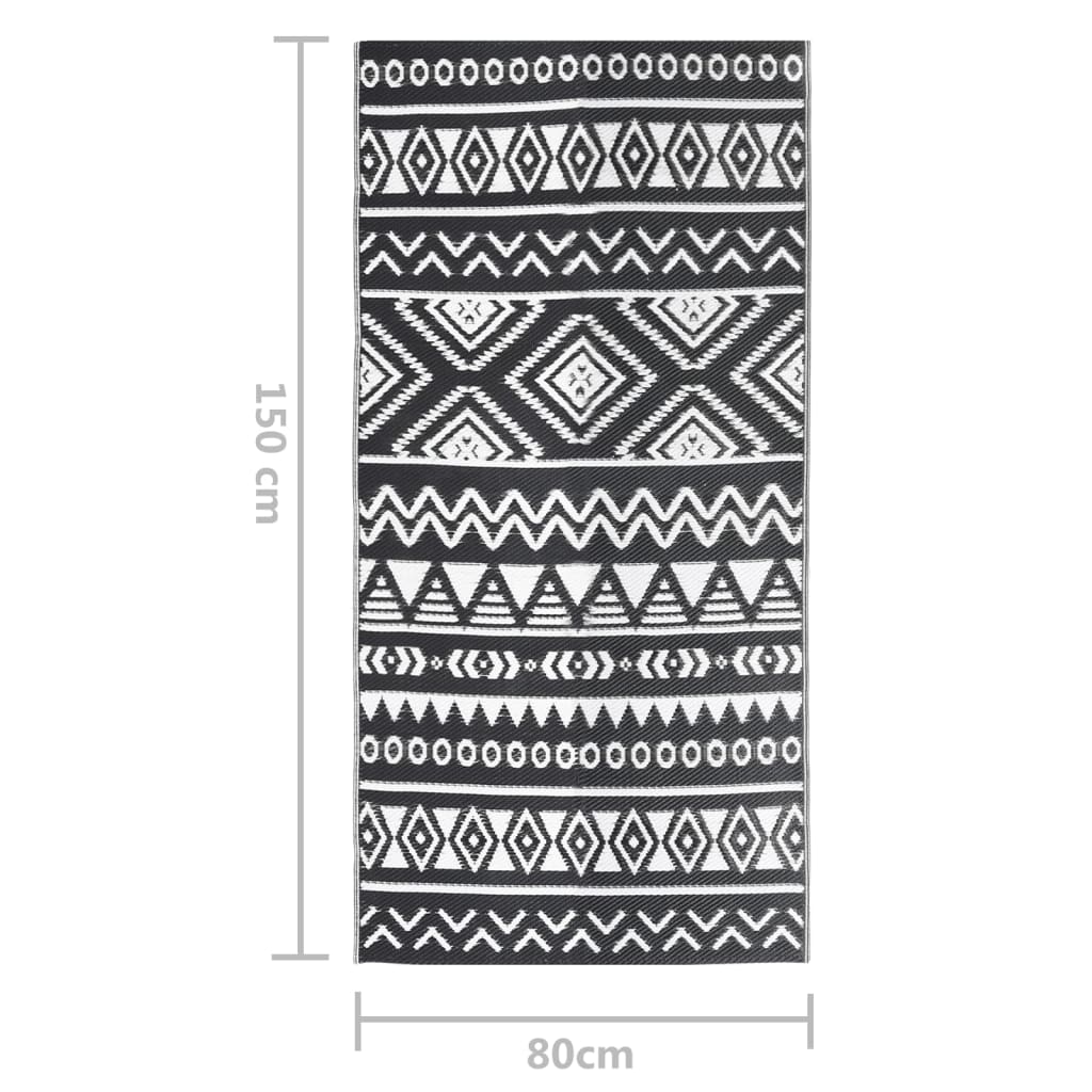 vidaXL Χαλί εξωτερικού χώρου ARAKIL Μαύρο 80x150 cm PP