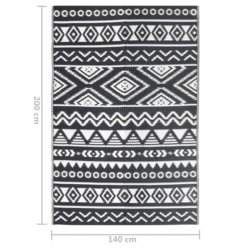 vidaXL Χαλί εξωτερικού χώρου ARAKIL Μαύρο 140x200 cm PP