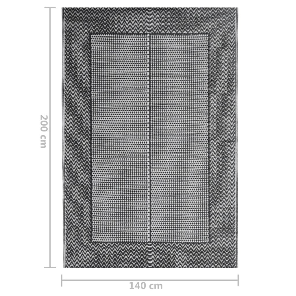 vidaXL Χαλί εξωτερικού χώρου ARAKIL Μαύρο 140x200 cm PP