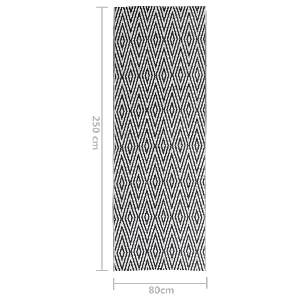 vidaXL Χαλί εξωτερικού χώρου ARAKIL Μαύρο 80x250 cm PP