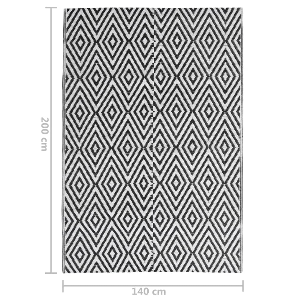 vidaXL Χαλί εξωτερικού χώρου ARAKIL Μαύρο 140x200 cm PP