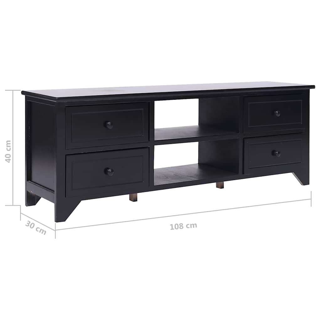 vidaXL Έπιπλο Τηλεόρασης Μαύρο 108x30x40 εκ. από Μασίφ Ξύλο Παυλώνιας