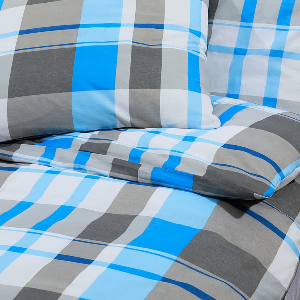 vidaXL Σετ Παπλωματοθήκης Μπλε και Γκρι 240x220 εκ. Βαμβακερό