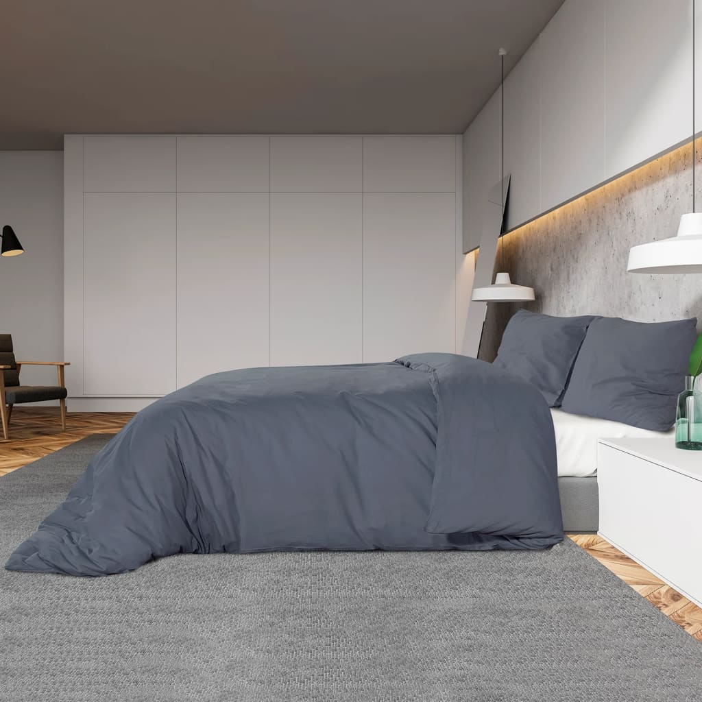 vidaXL Σετ Παπλωματοθήκης Ανθρακί 200x220 εκ. Βαμβακερό