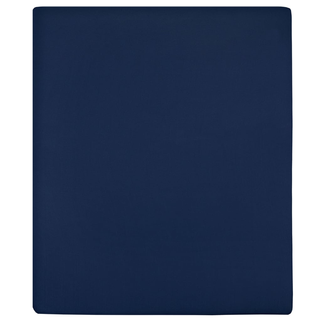 vidaXL Σεντόνια με Λάστιχο 2 τεμ. Μπλε 140x200 εκ. Βαμβακερό Ζέρσεϊ