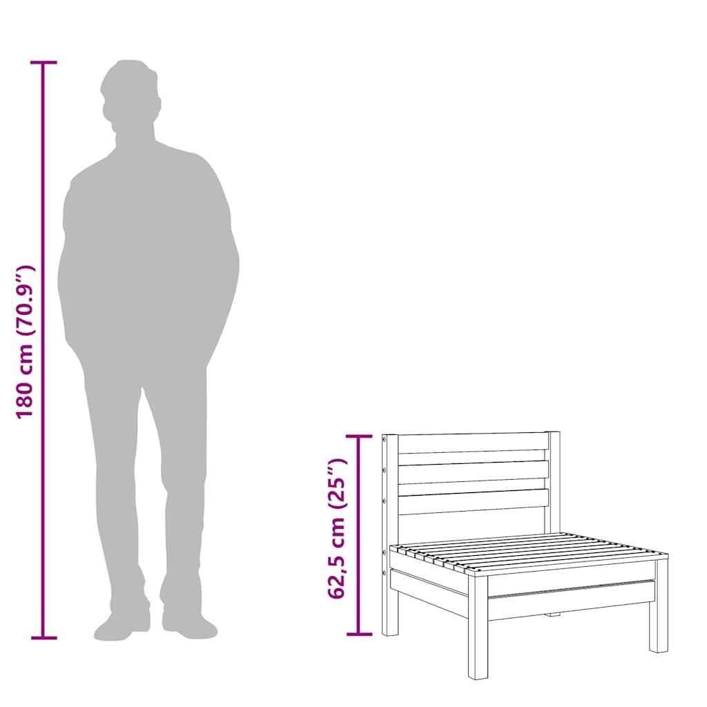 vidaXL Καναπές Κήπου Μεσαίος από Μασίφ Ξύλο Πεύκου