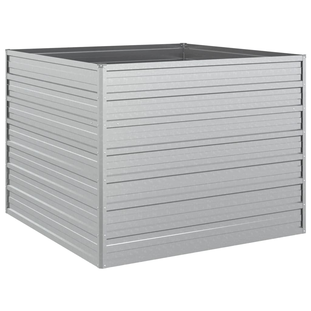 vidaXL Ζαρντινιέρα Υπερυψωμένη Ασημί 100x100x77 εκ. Γαλβανισμ. Χάλυβας