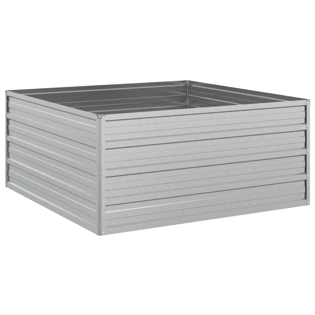 vidaXL Ζαρντινιέρα Υπερυψωμένη Ασημί 100x100x45 εκ. Γαλβανισμ. Χάλυβας
