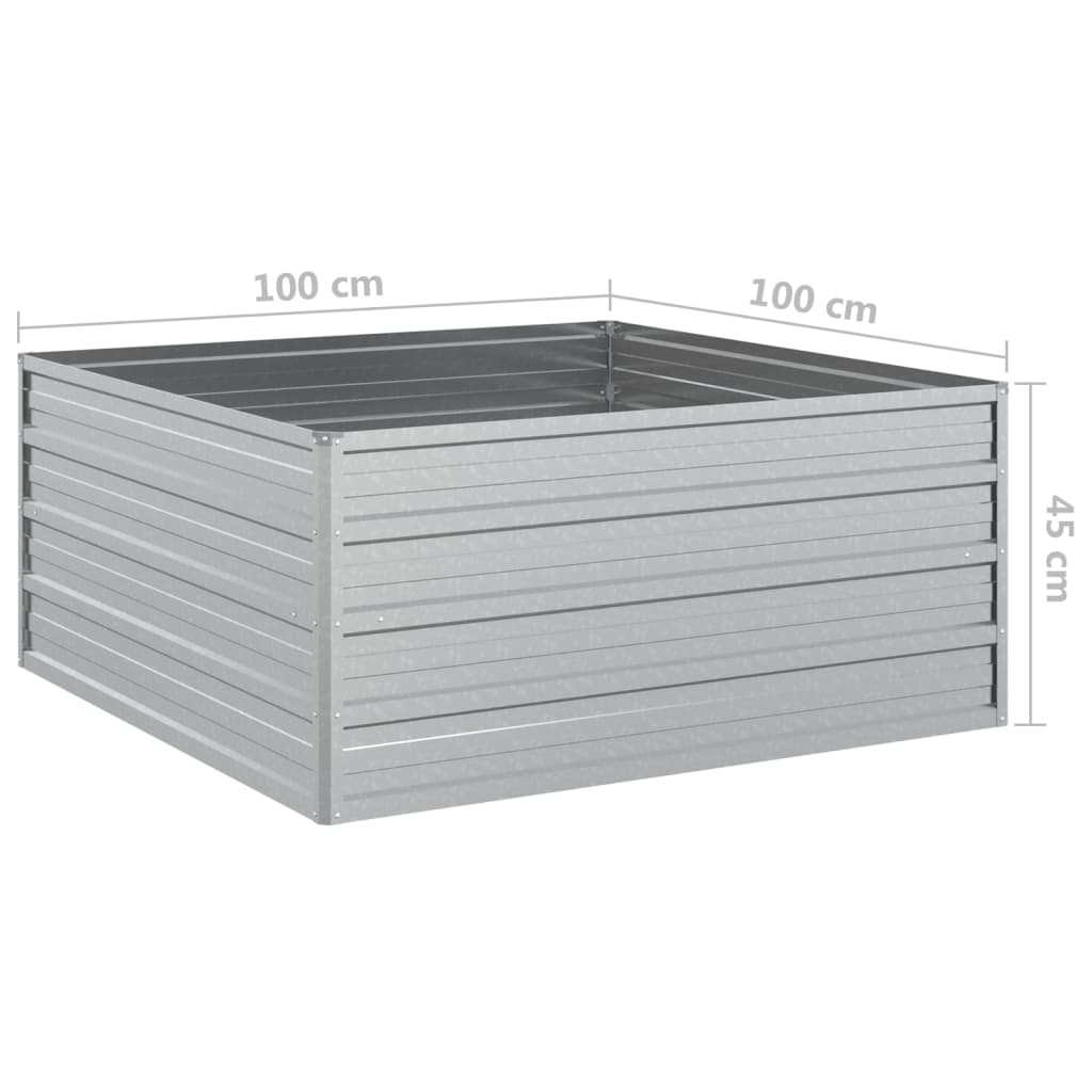 vidaXL Ζαρντινιέρα Υπερυψωμένη Ασημί 100x100x45 εκ. Γαλβανισμ. Χάλυβας