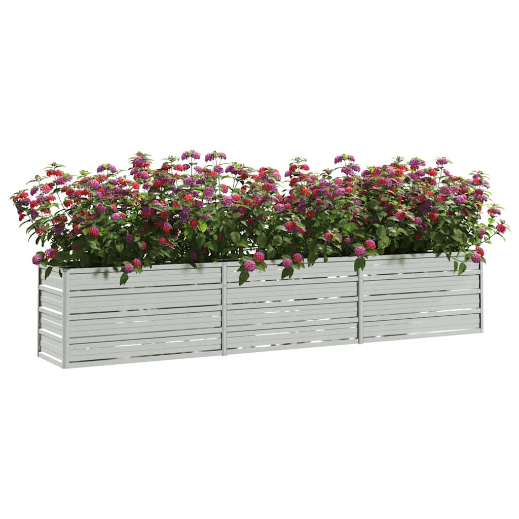 vidaXL Ζαρντινιέρα Υπερυψωμένη Ασημί 240x40x45 εκ. Γαλβανισμ. Χάλυβας
