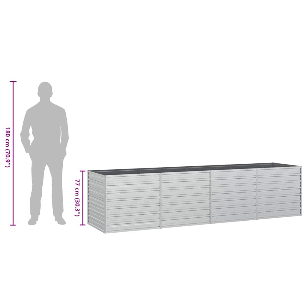 vidaXL Ζαρντινιέρα Υπερυψωμένη Ασημί 320x80x77 εκ. Γαλβανισμ. Χάλυβας