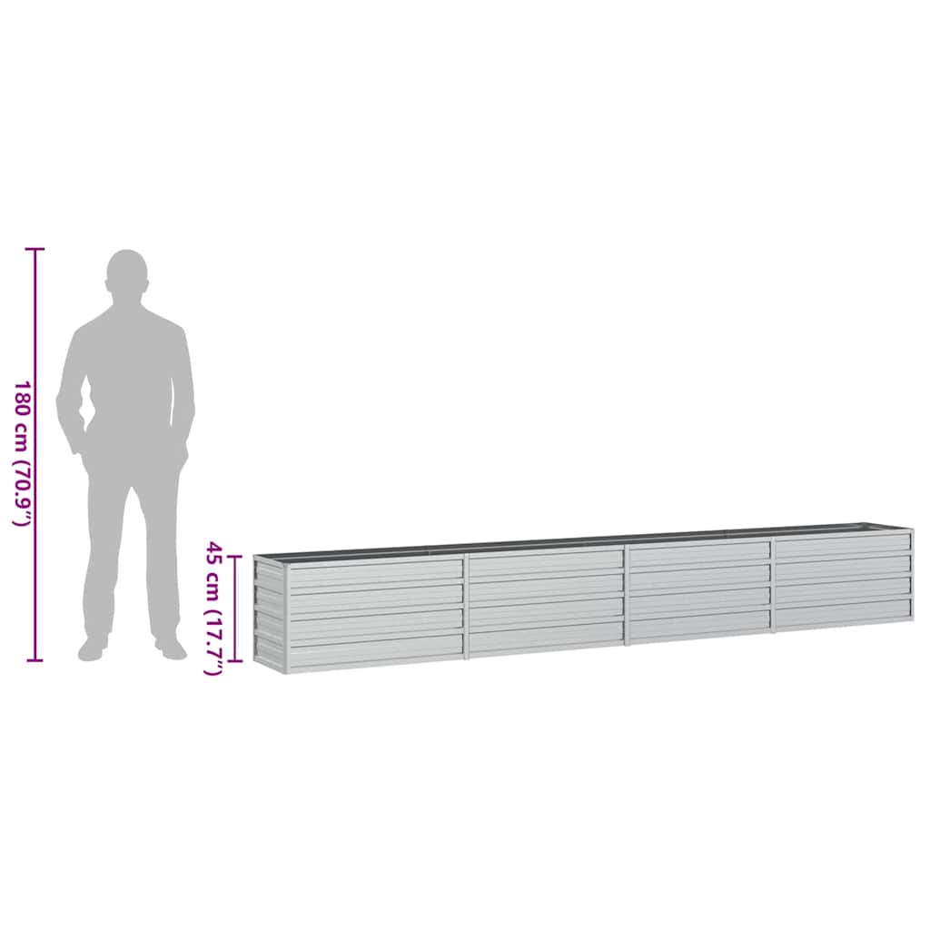 vidaXL Ζαρντινιέρα Υπερυψωμένη Ασημί 320x40x45 εκ. Γαλβανισμ. Χάλυβας