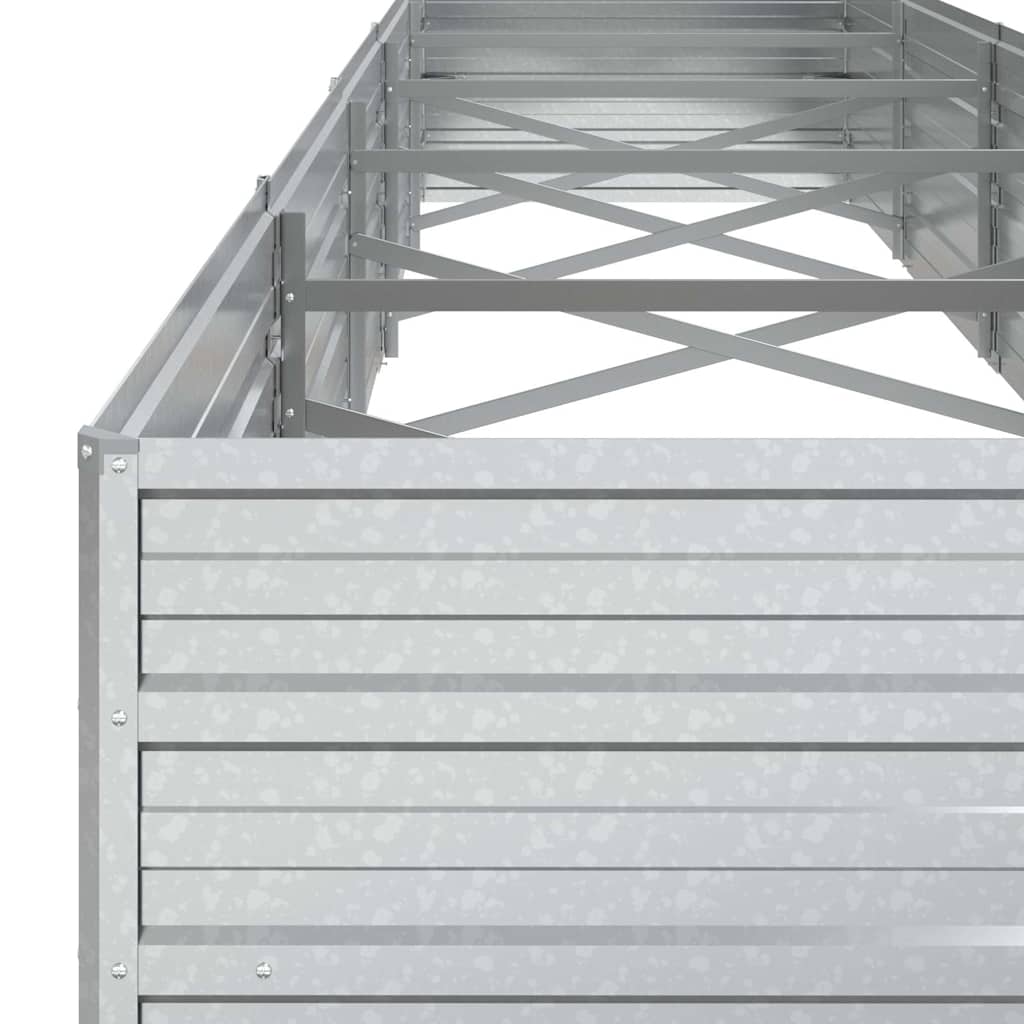 vidaXL Ζαρντινιέρα Υπερυψωμένη Ασημί 400x80x45 εκ. Γαλβανισμ. Χάλυβας