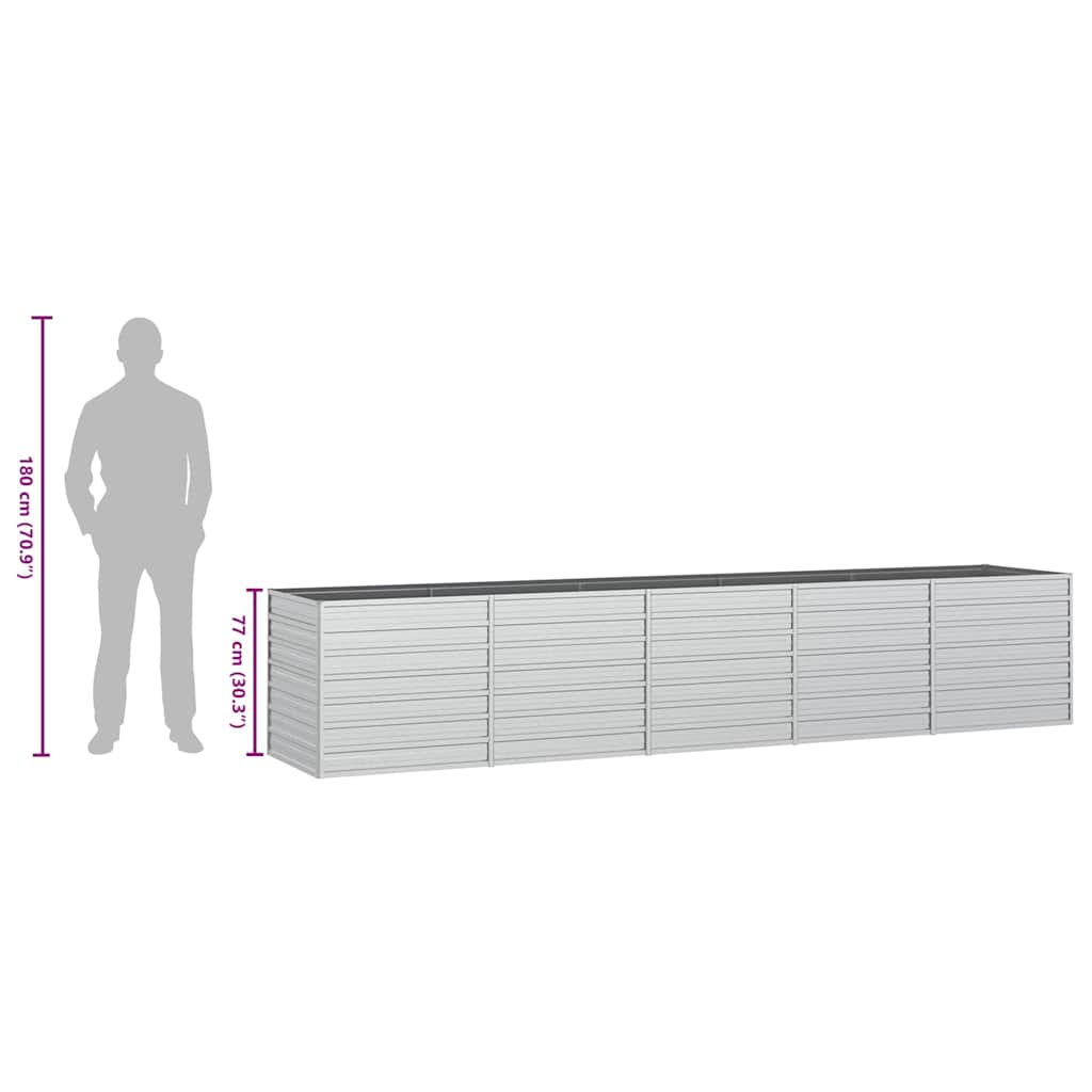vidaXL Ζαρντινιέρα Υπερυψωμένη Ασημί 400x80x77 εκ. Γαλβανισμ. Χάλυβας