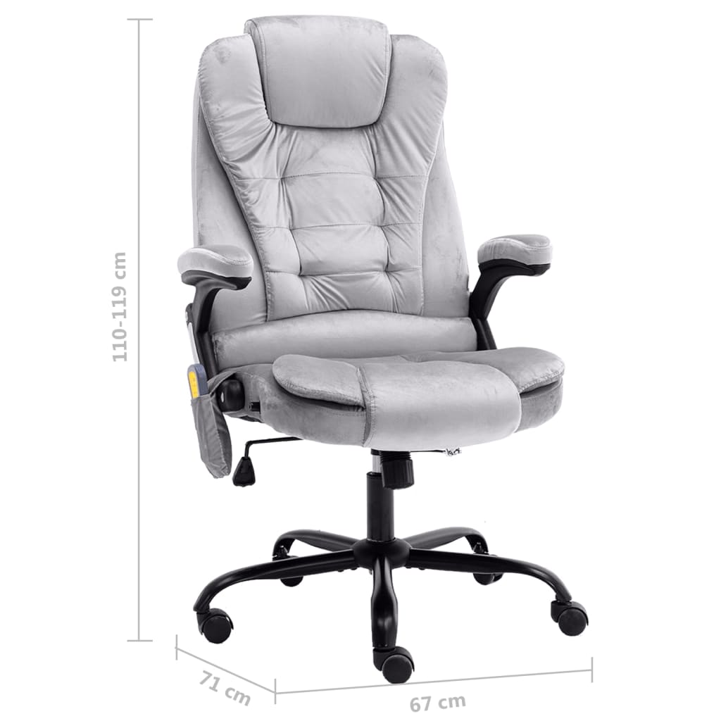 vidaXL Πολυθρόνα Γραφείου Μασάζ Ανοιχτό Γκρι Βελούδινη