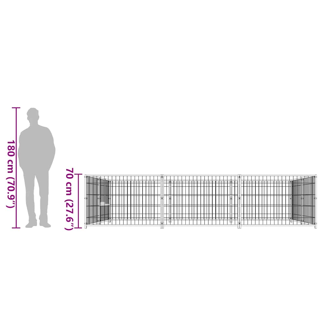 vidaXL Σπιτάκι Σκύλου Μαύρο 6 m² Ατσάλινο